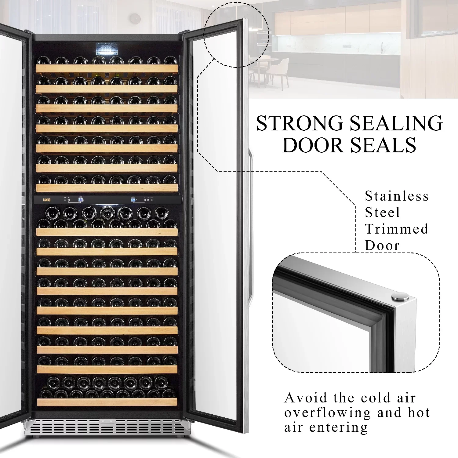 Lanbo 32 Inch 287 Bottle Dual Zone Compressor Freestanding Wine Refrigerator - LW328DD - Image 13