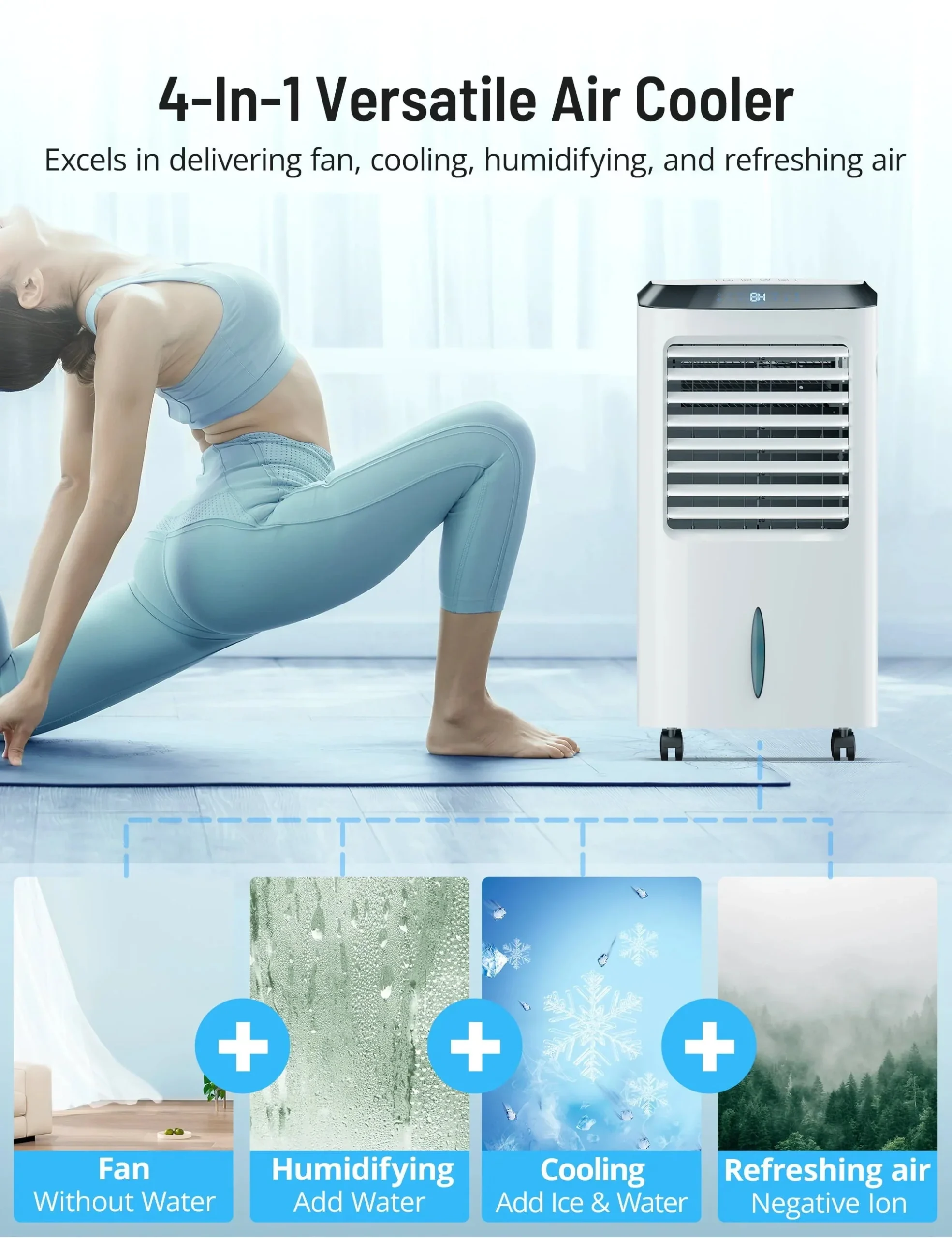 PARIS RH NE 4-in-1 Portable Evaporative Air Cooler, 2.6Gal, Remote Control - Image 5