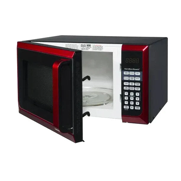 Hamilton Beach Microwave Oven 0.9 Cu. Ft., 900W, Red Stainless Steel - Image 5