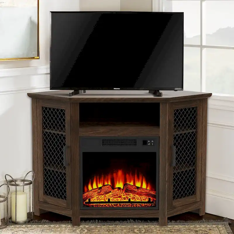 45 inch Industrial Corner Electric Fireplace TV Stand Console Table - 17 Electric Fireplace - Image 3