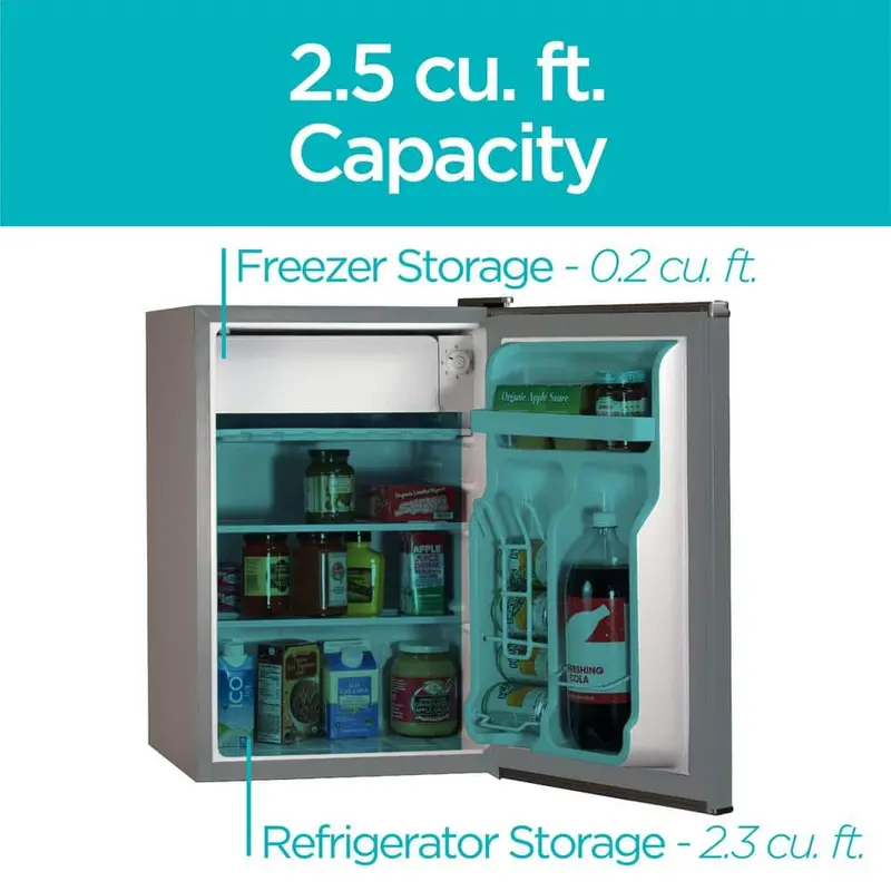 BLACK+DECKER 2.5 cu. ft. Mini Fridge With Freezer, Stainless Look - BCRK25V - Image 4