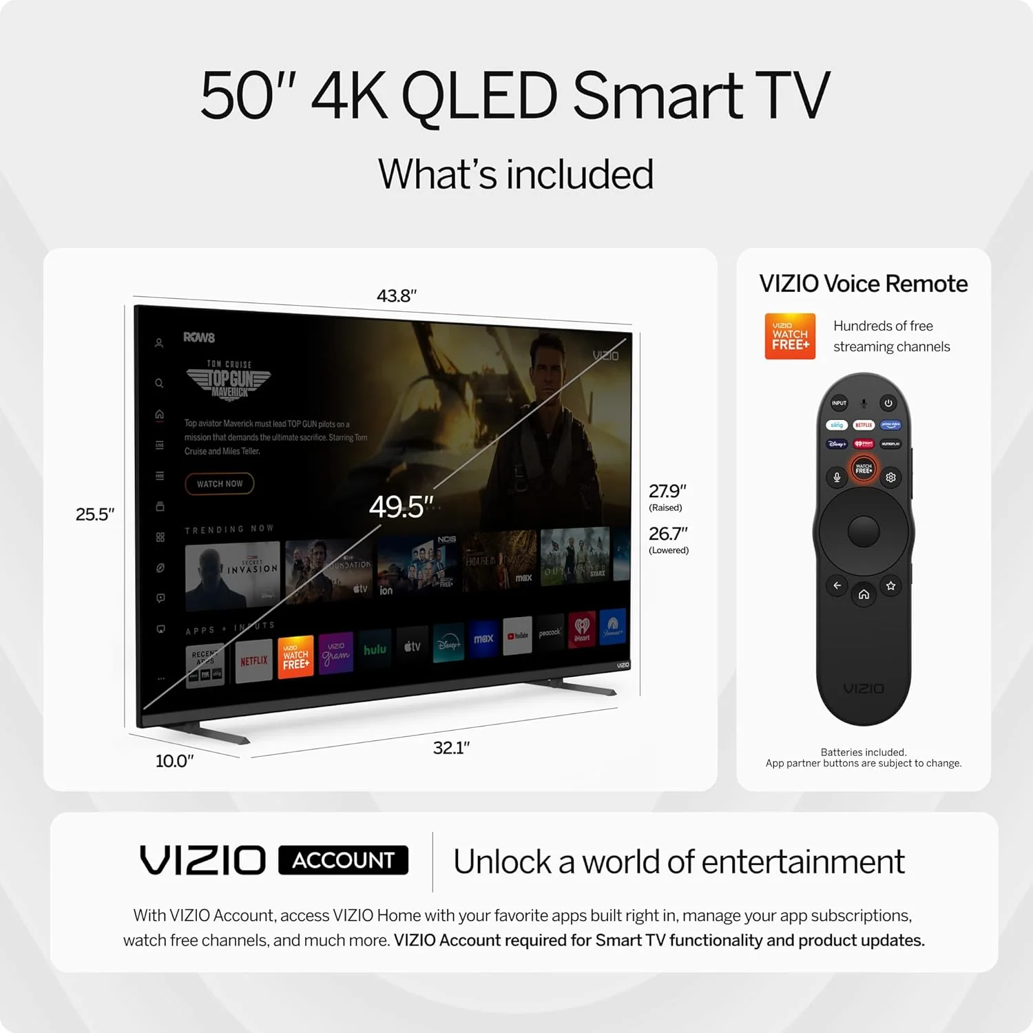 VIZIO 50" Quantum Pro 4K QLED Smart TV, HDR10+, 120Hz, 2023 - Image 4