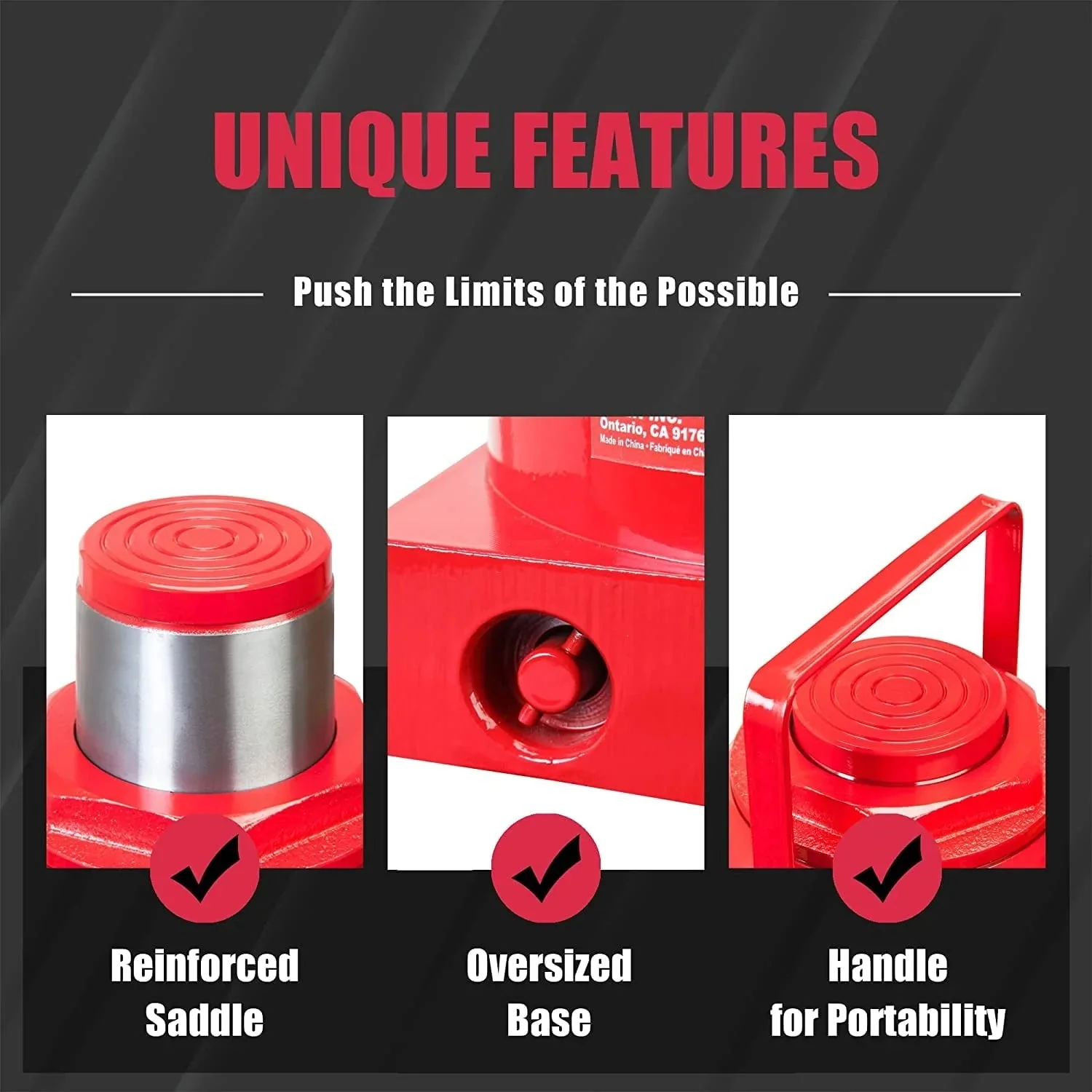 BIG RED 50 Ton Low Profile Hydraulic Bottle Jack Welded Construction for Automotive & Heavy Lifting - Image 2