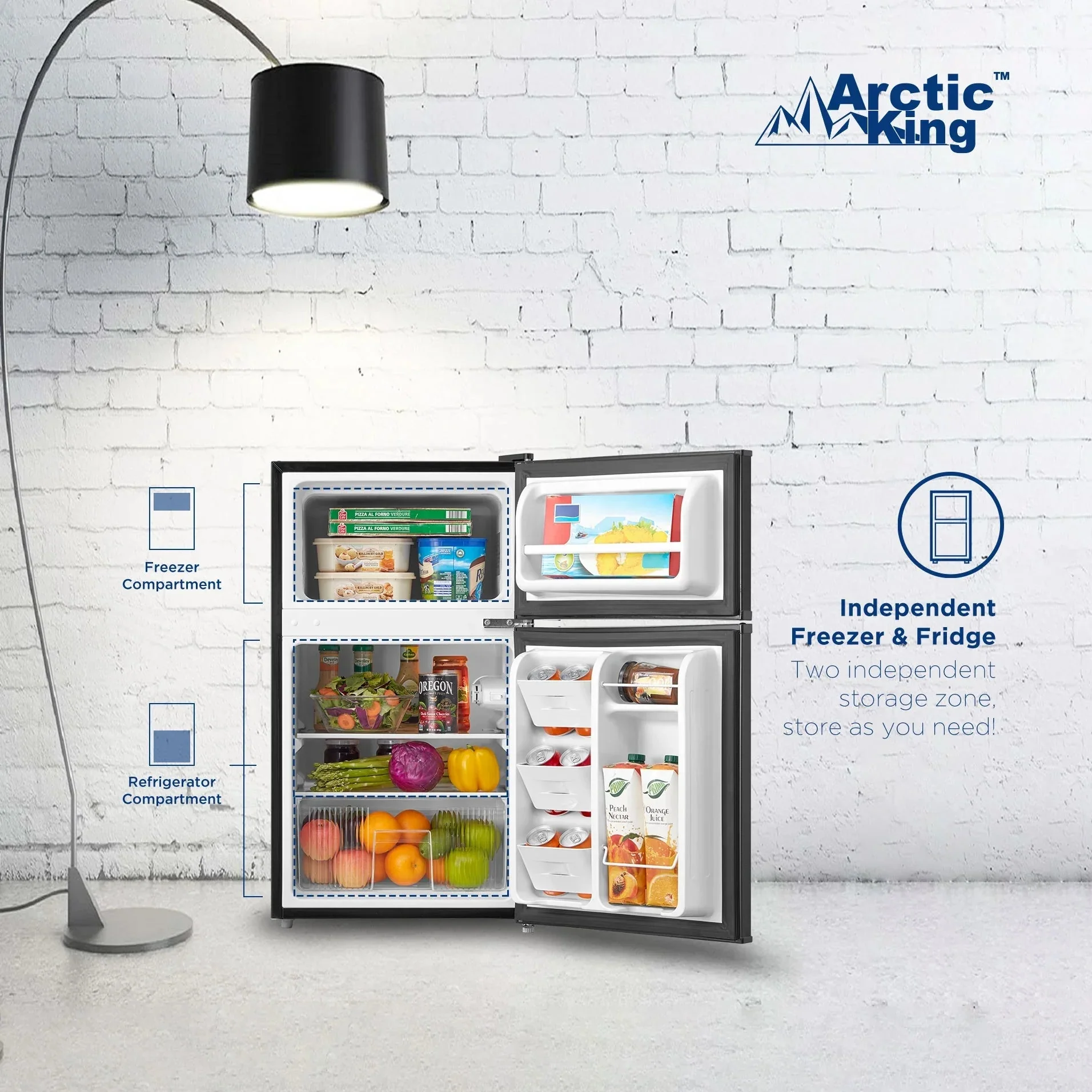 Arctic King Two-Door Mini Fridge With Freezer, 3.2 Cu. Ft., Stainless Steel - Image 29