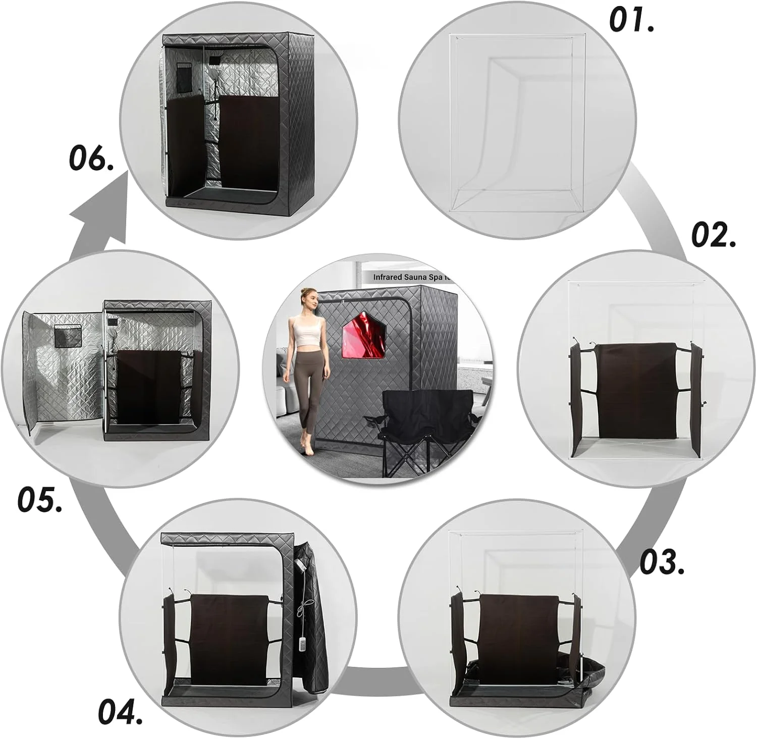 Portable 2-Person Infrared Sauna Tent With 2 Foldable Chairs, Remote Control, 1600 Watt, 140 Fahrenheit - Image 6