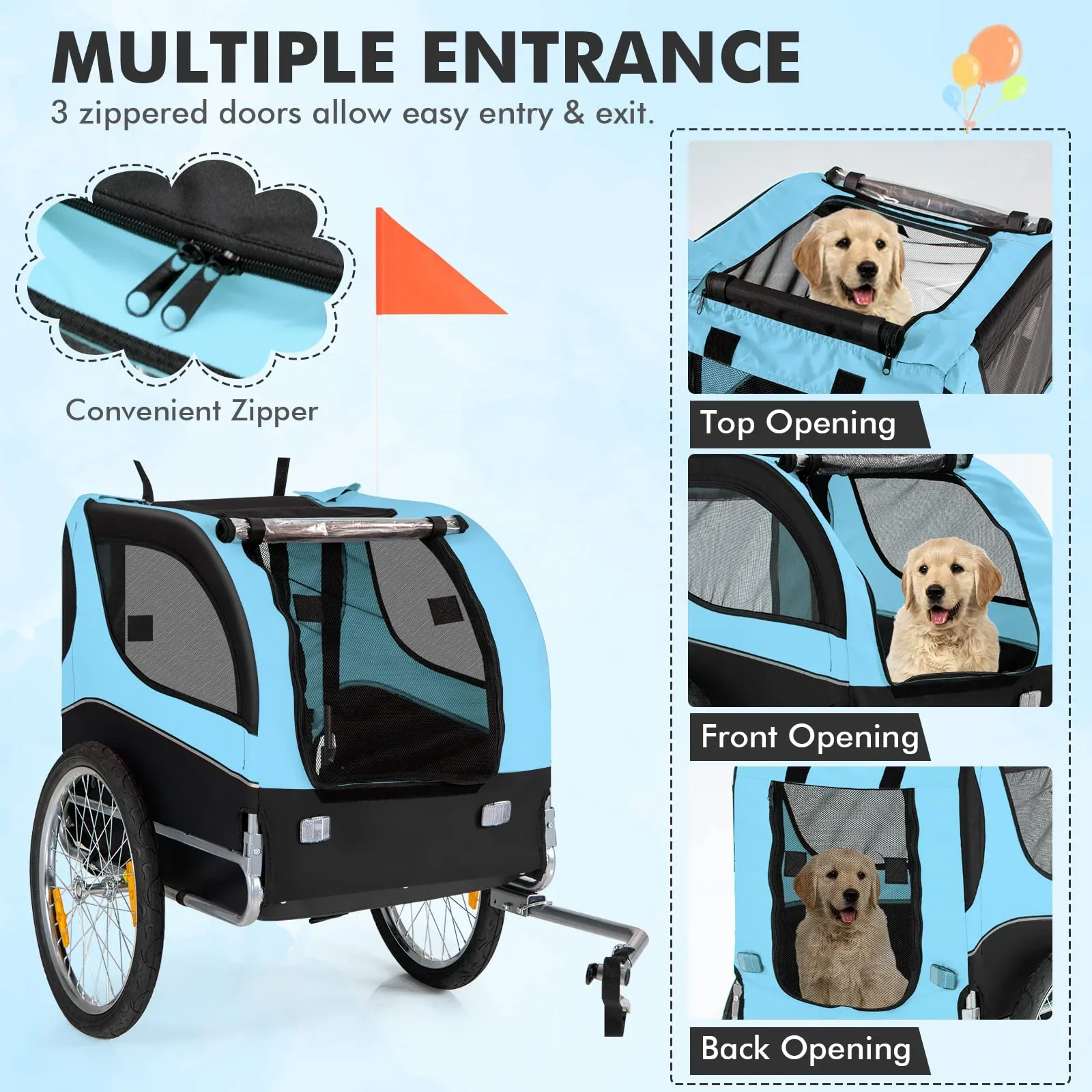 Pet Bike Trailer Holds 40kg Bicycle Trailer for Small & Medium-Sized Dogs - Image 7