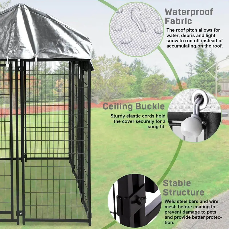 NiamVelo Large Dog Kennel 8'x4'x6' With Water-Resistant Cover, Black - Image 3