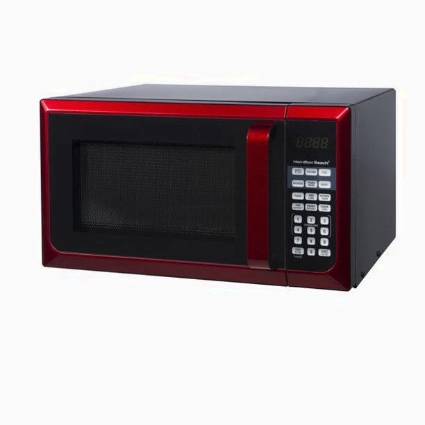 Hamilton Beach Microwave Oven 0.9 Cu. Ft., 900W, Red Stainless Steel - Image 2