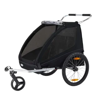 2-Seat Bicycle Trailer and Stroller – Black