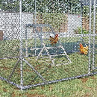 PawHut Chicken Activity Play Center With Swing, Perches And Platform, Pastel Gray - D51-350V00GY