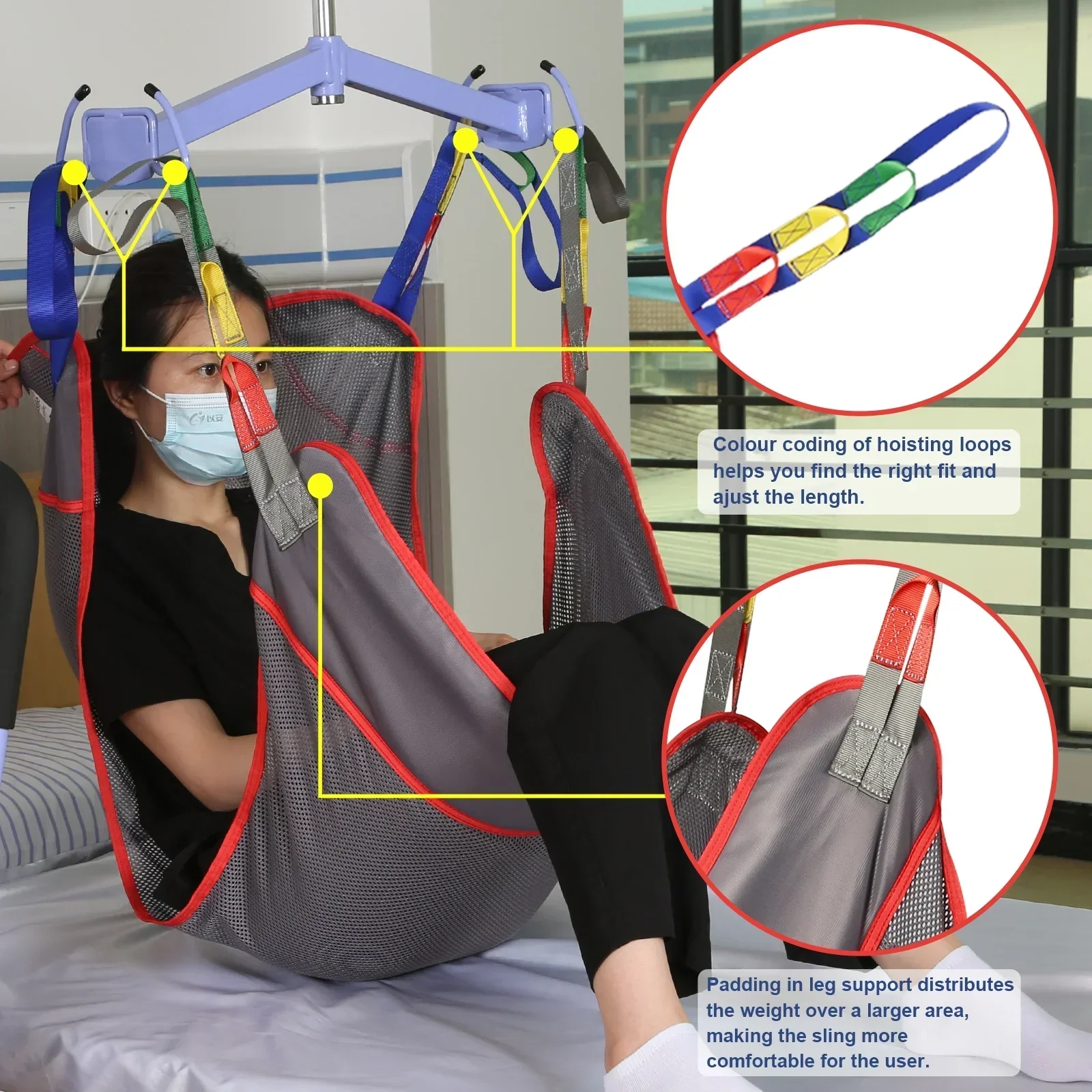EZ Assistive Full Body Patient Lift Sling - Mesh Fabric, 500 lb, Sizes S/M/L - Image 5