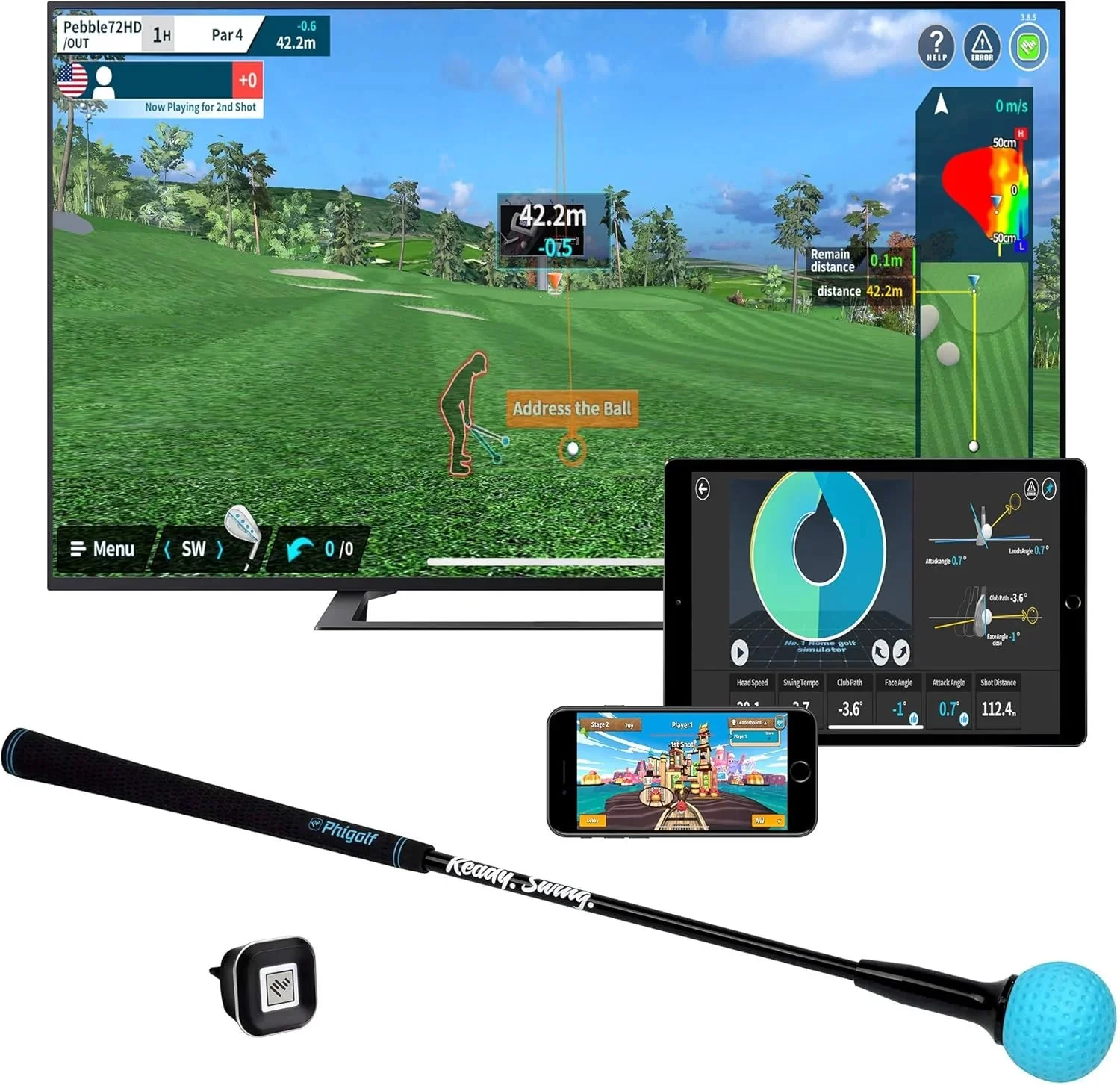 Home Golf Game Simulator: Enjoy Interactive Golf with Motion Sensor & Swing Stick for Indoor & Outdoor Fun 38,000+ Courses Worldwide, Compatible with Android, iOS, App & E6 Connect - Image 2