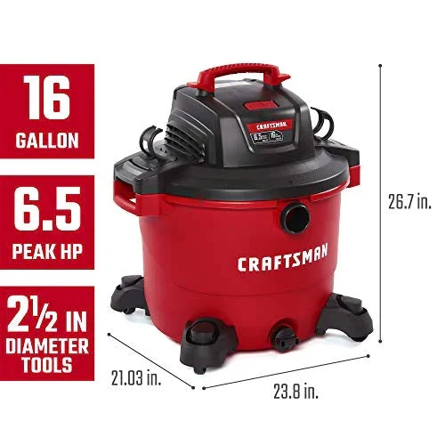 Craftsman 16 Gallon 6.5 Peak HP Wet/Dry Vac, Red - CMXEVBE17595 - Image 6