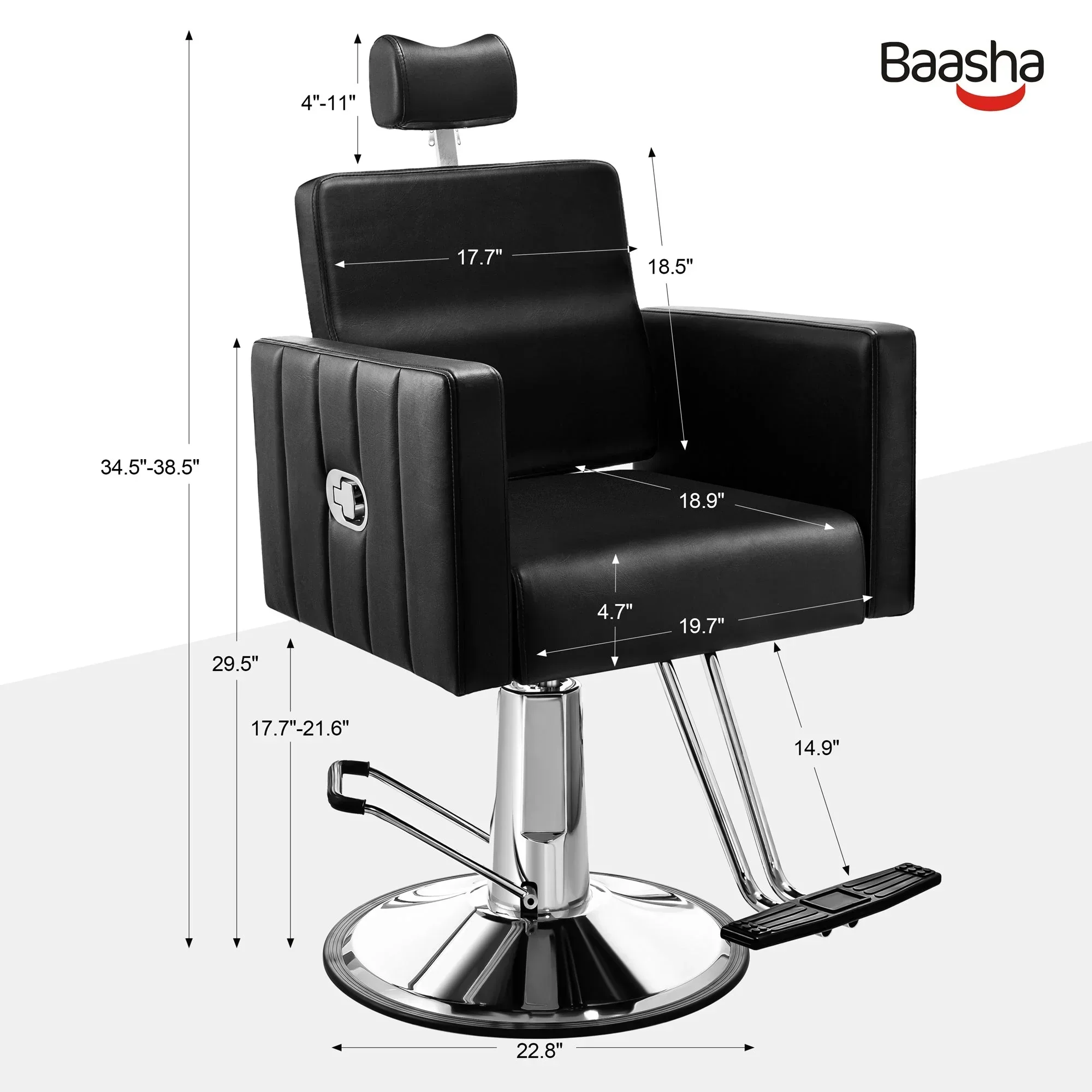 Baasha Reclining Salon Chair With Heavy Duty Hydraulic Pump - Image 6