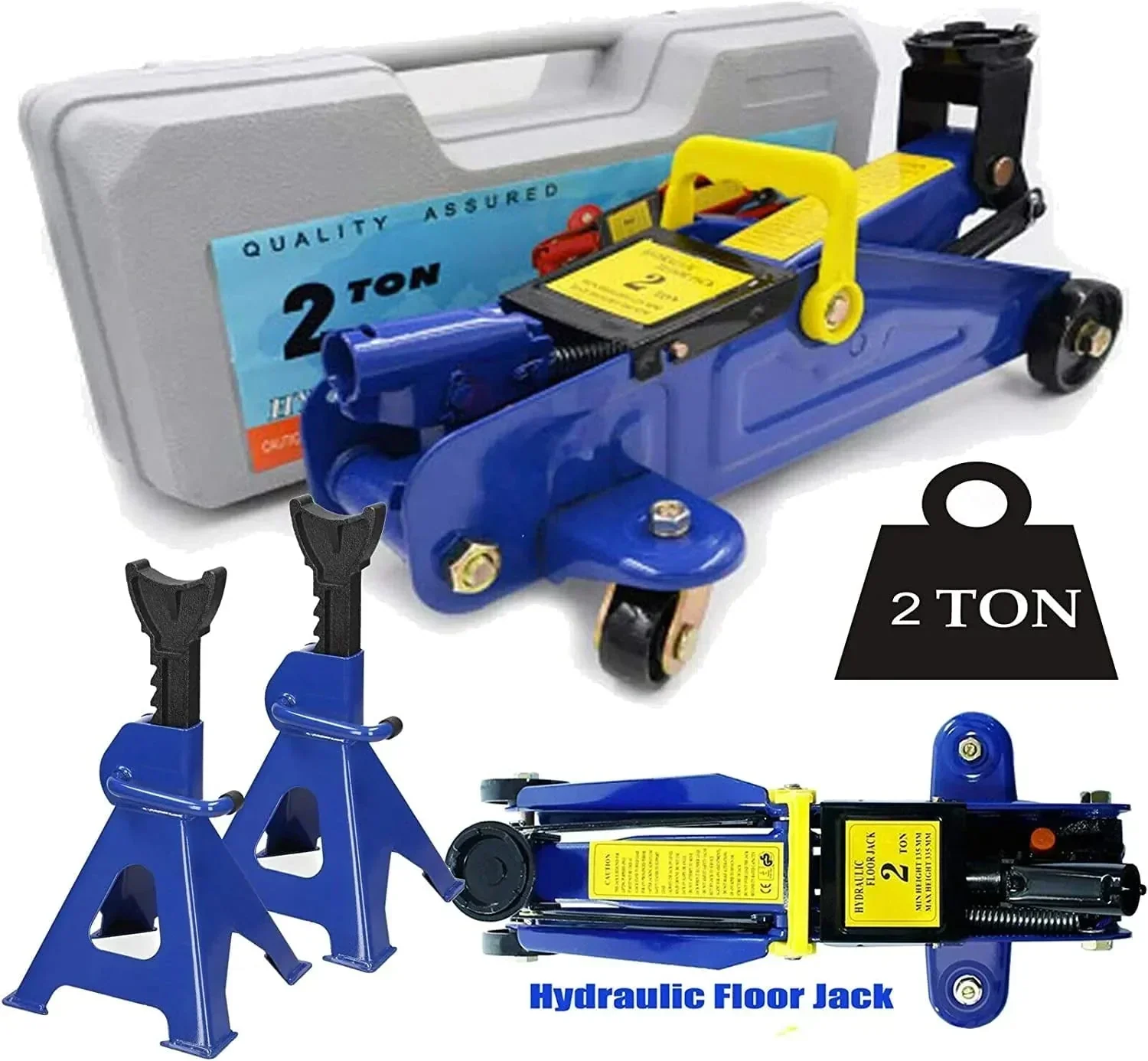 2T Floor Jack Car Trolley Jack Hydraulic Jack Quick Lift Jack with 2pcs Axle Stands 3 Ton - Image 8