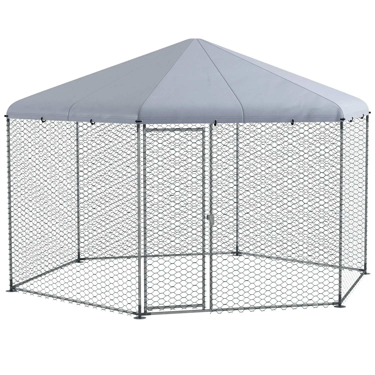 PawHut Large Metal Coop Run With Waterproof Anti-UV Cover, 13 ft x 11.4 ft x 8.6 ft