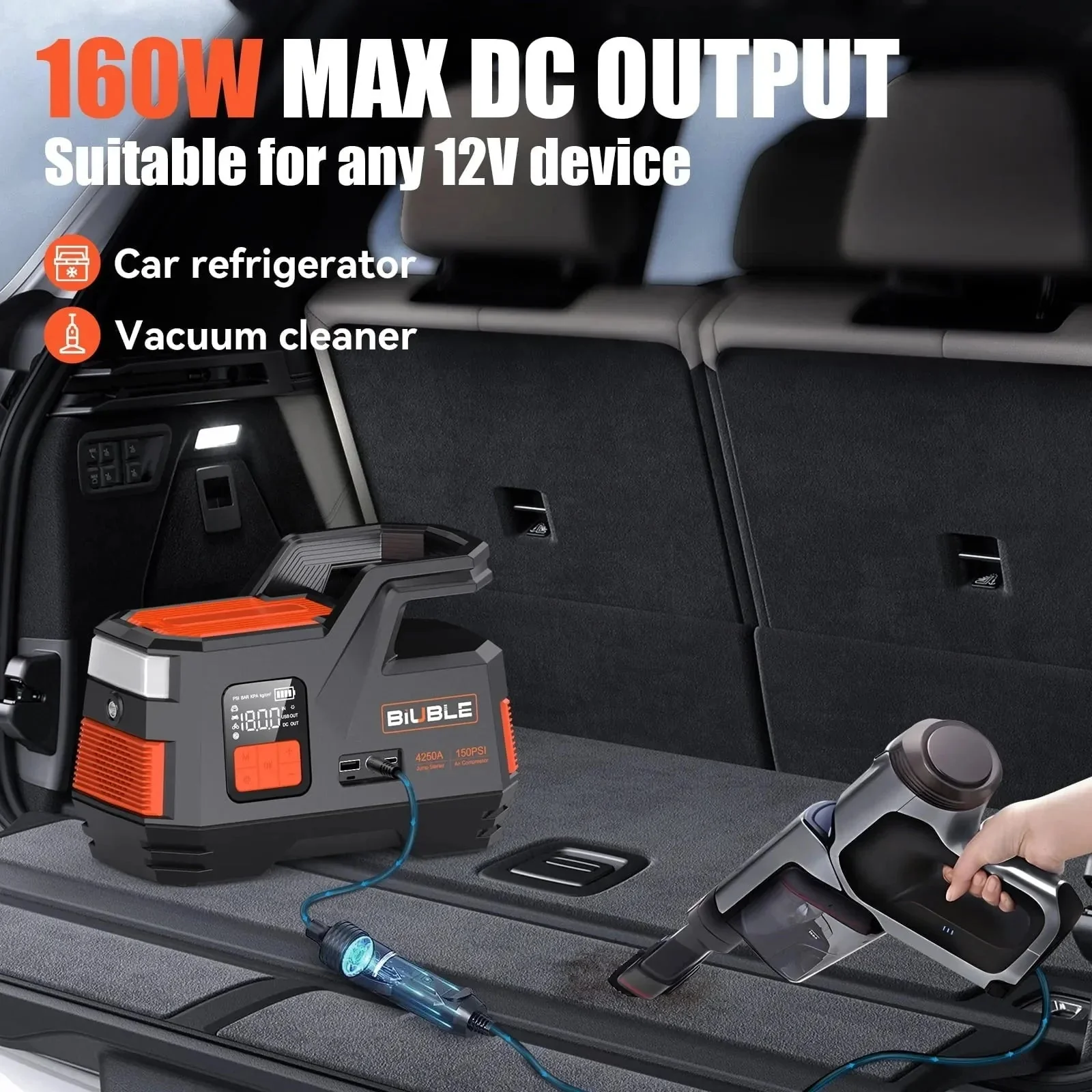 Car Jump Starter with Air Compressor, 4500A Peak 26800mAh 12V Auto with 150PSI Tire Inflatorup to All Gas or 10.0L Diesel Engine - Image 3