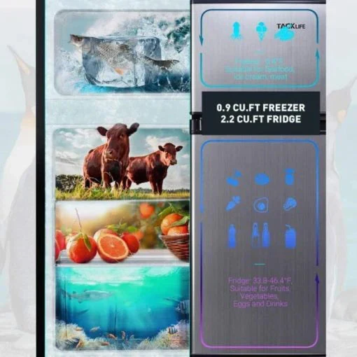 3.1 Cu. Ft. 2-Door Compact Refrigerator With Freezer, LED Light And Crisper Drawer - Image 2