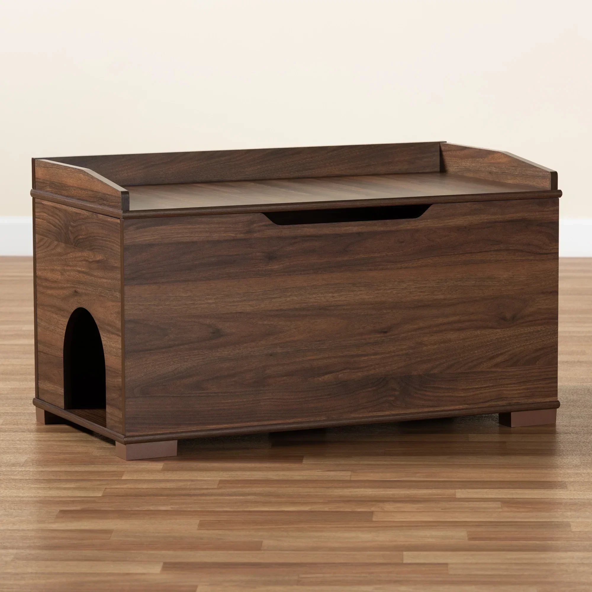 Baxton Studio Cat Litter Box Cover House, Walnut Brown, 35.40 x 18.90 x 20.10 in - Mariam - Image 9