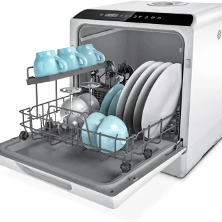 Portable Countertop Dishwasher, 5-Liter Built-In Water Tank, Glass Door