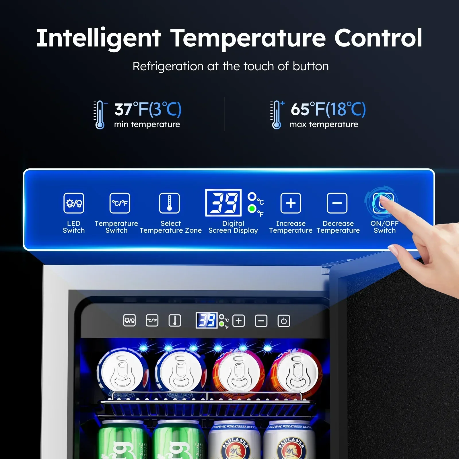 Ecojoy 15 Inch Stainless Steel Under Counter Beverage Refrigerator, 120 Cans - Image 7