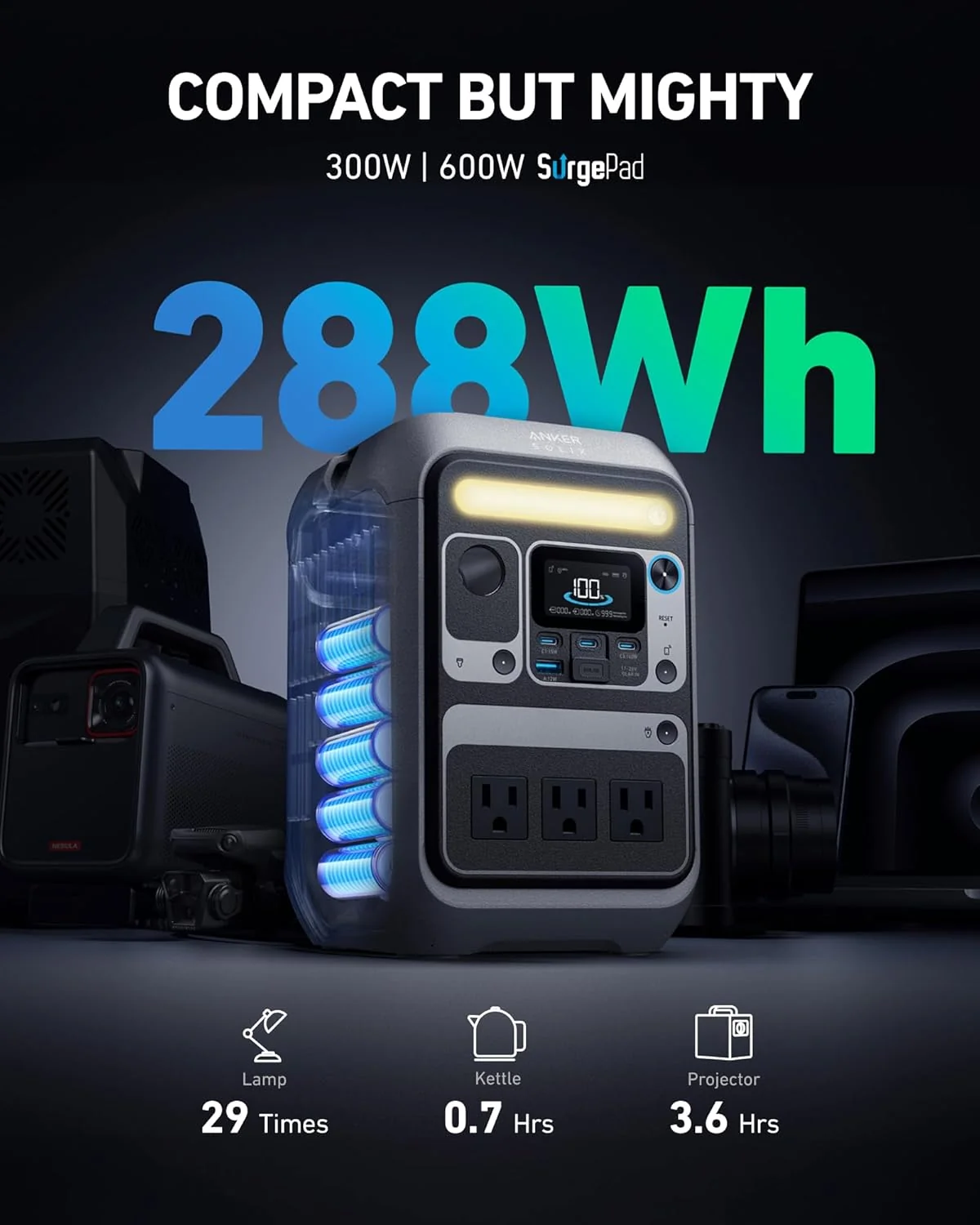 288Wh Portable Power Station - Model C300 - Image 8