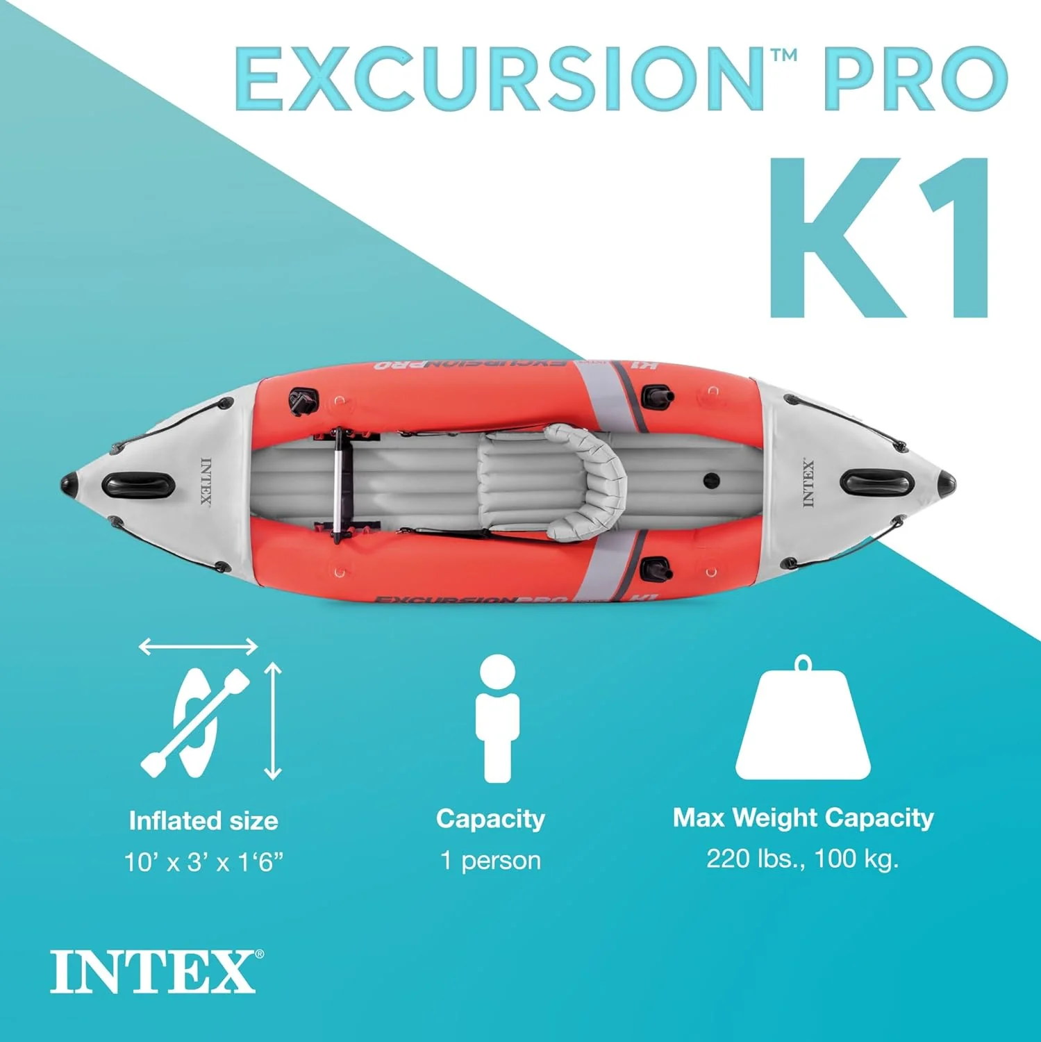 Excursion Pro Inflatable Kayak Series: Includes Deluxe 86in Kayak Paddles and High-Output Pump – SuperTough PVC – Adjustable Bucket Seat – Fishing Rod Holders – Grab Handles - Image 10
