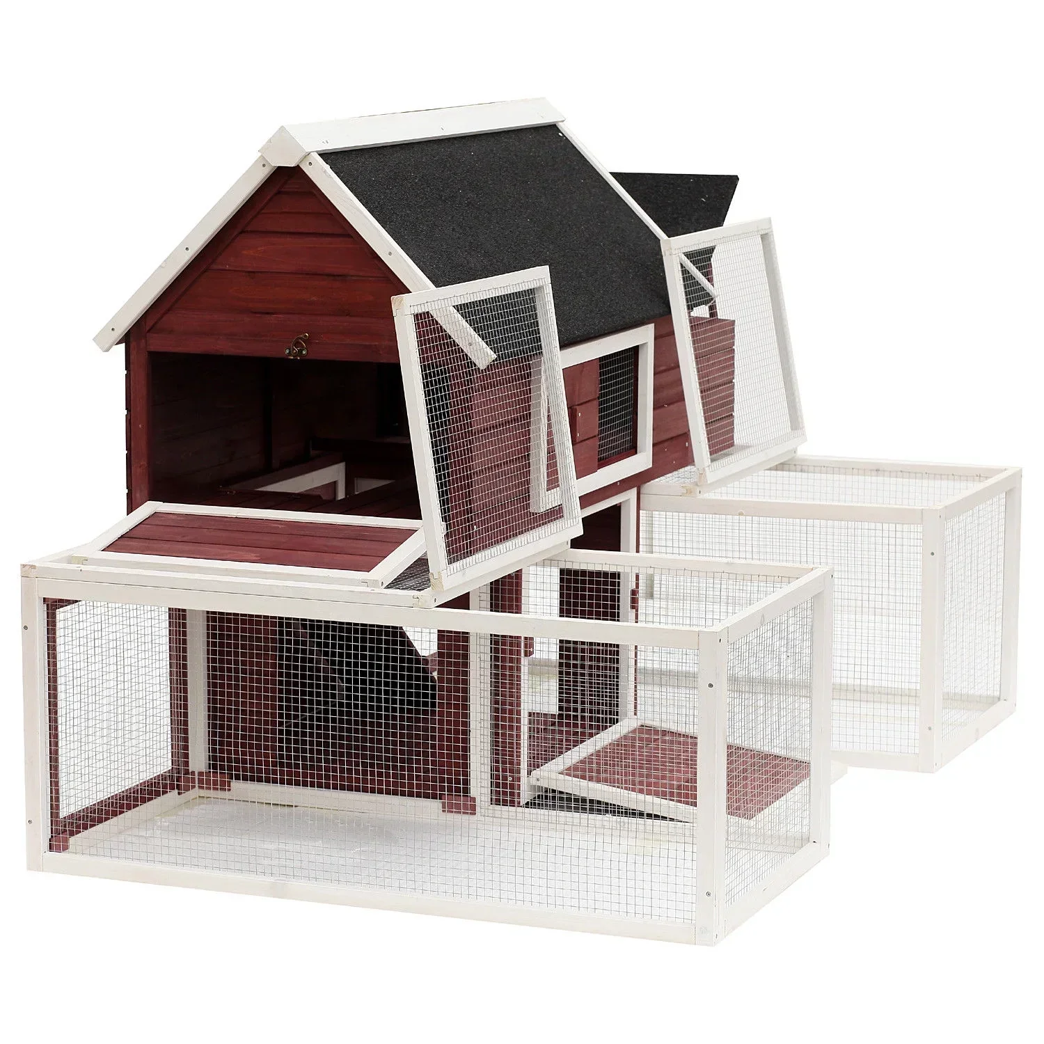Pawhut Wooden Backyard Chicken Coop With Nesting Box And Run, 114in - Image 5