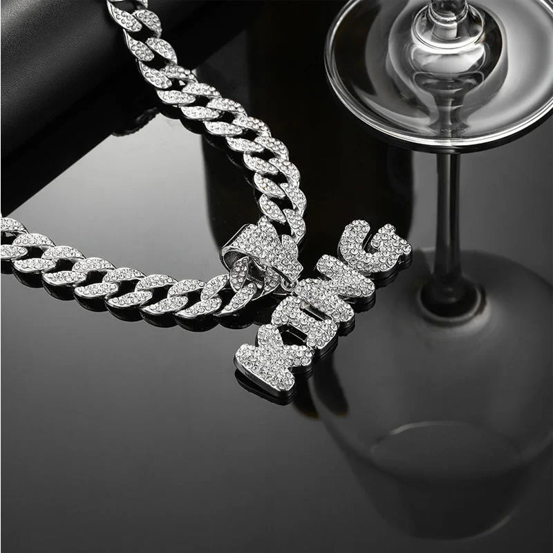 Full Diamond King Football Pendant Necklace With 20in Cuban Link Chain, 13mm Width - Image 6