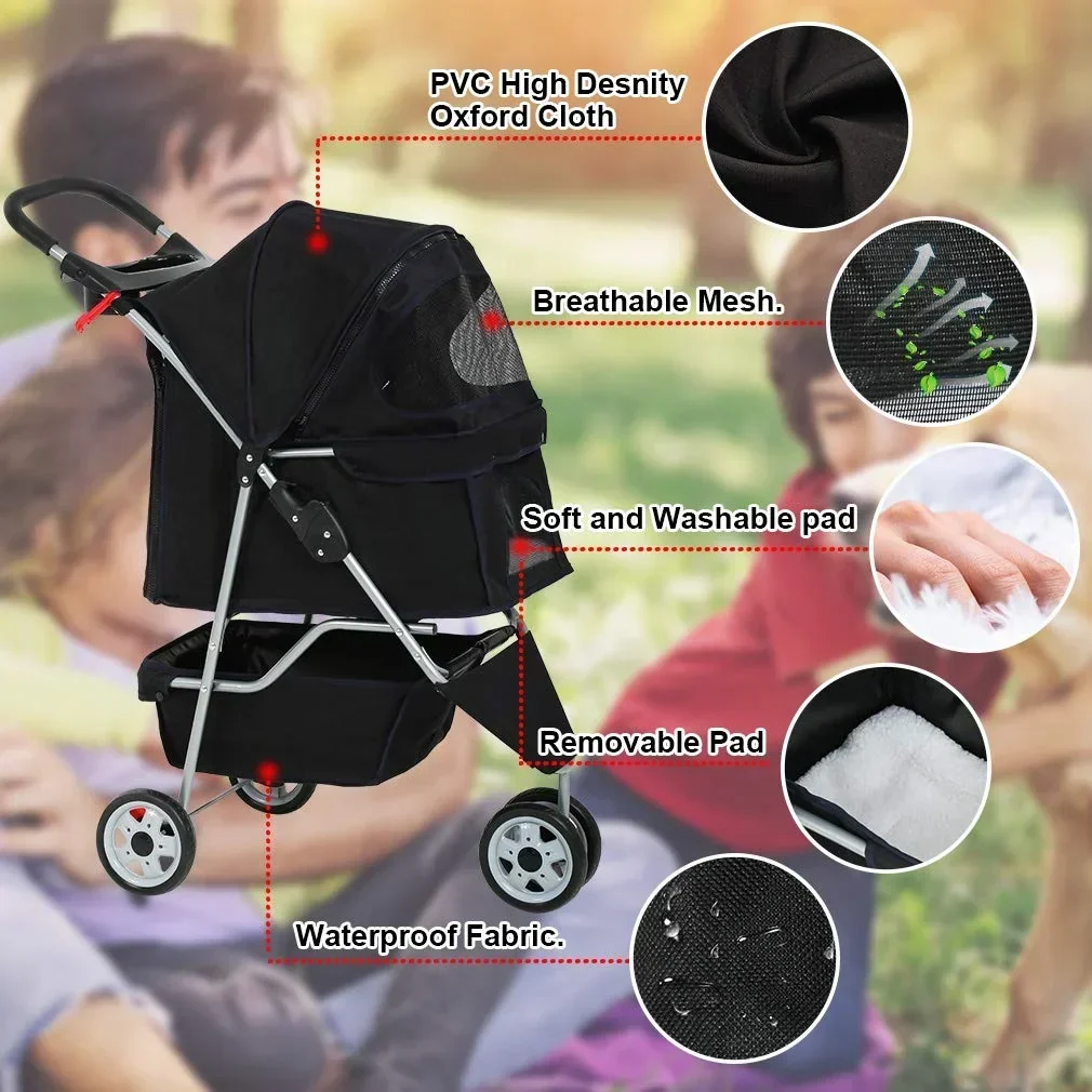 Bestpet Pet Stroller, 3 Wheels Travel Folding Carrier - T13 - Image 5