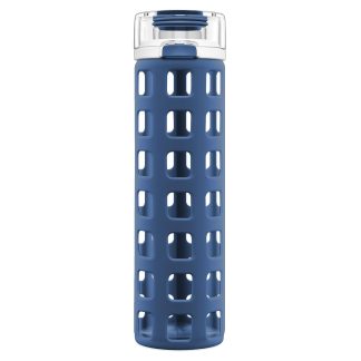 Ello Syndicate BPA-Free Glass Water Bottle with Flip Lid, Bold Blue, 20 oz.