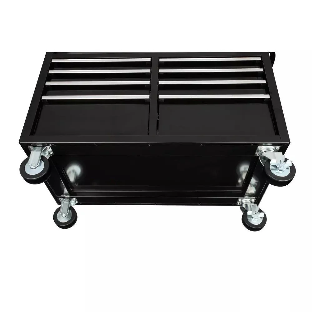 Gloss Black 46′′ 9-Drawer Mobile Tool Chest Workbench with Power Strip & Solid Wood Top - Image 2