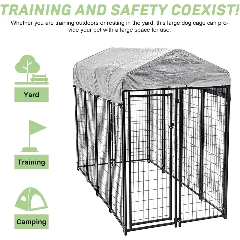 NiamVelo Large Dog Kennel 8'x4'x6' With Water-Resistant Cover, Black - Image 2