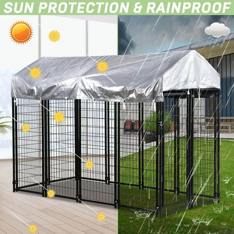 NiamVelo Large Dog Kennel 8'x4'x6' With Water-Resistant Cover, Black - Image 5