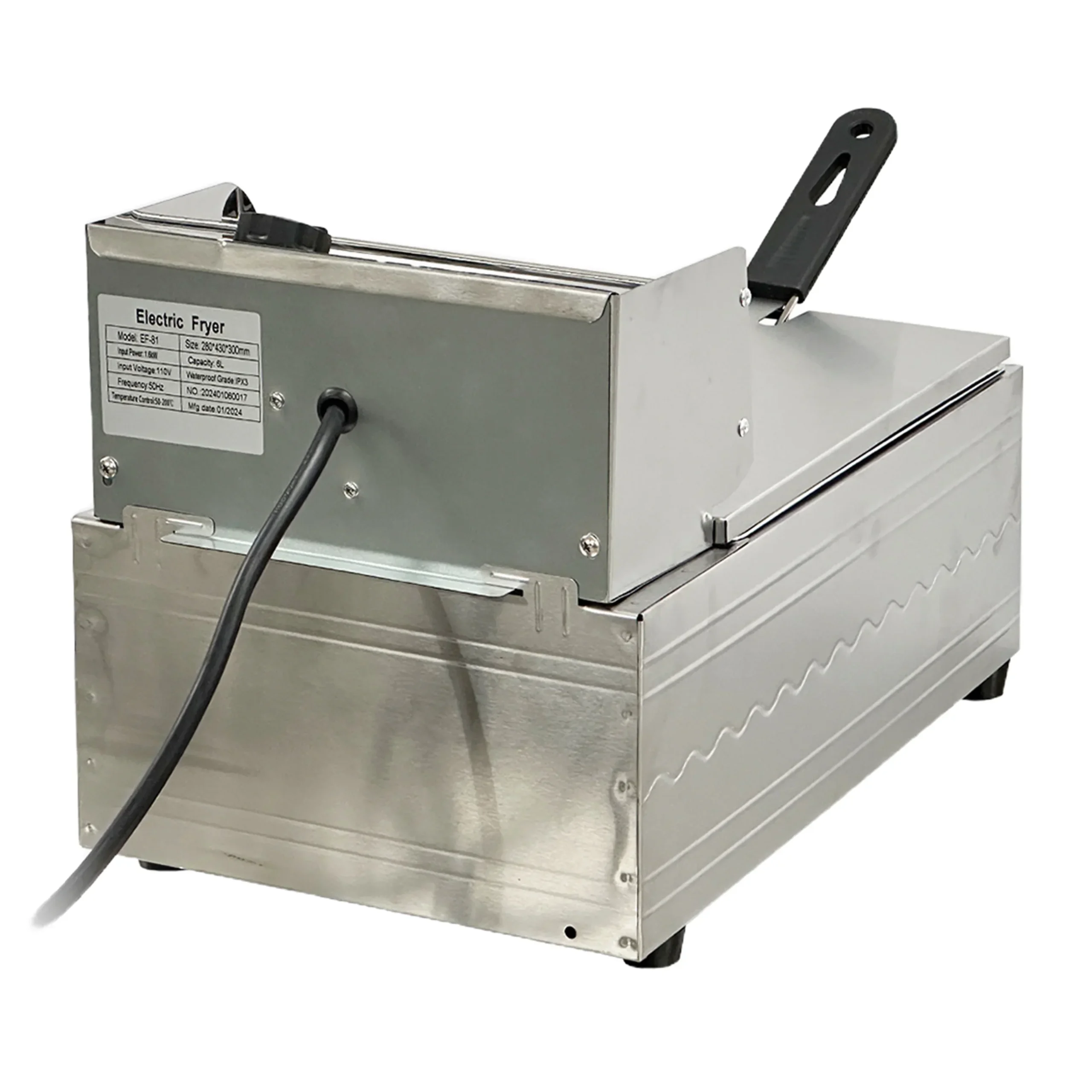 1600W Electric Deep Fryer, Stainless Steel, 6L, 110V - Commercial Single-Chamber - Image 4