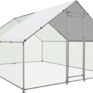 Metal Walk-In Chicken Coop Poultry Cage With Anti-UV Cover - Multiple Sizes