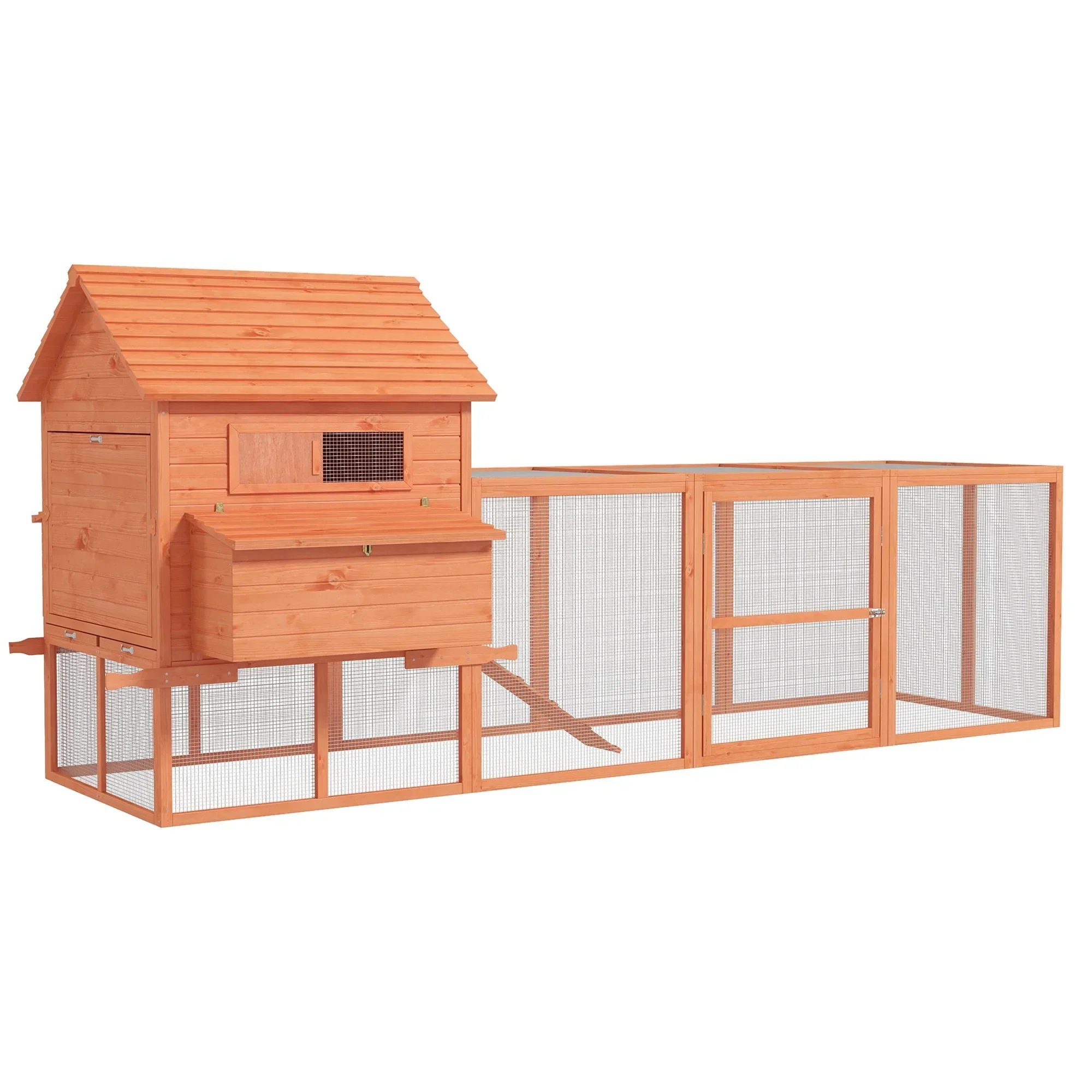 PawHut Wooden Chicken Coop With Run And Inner Hen House Space - 145 in - Image 2