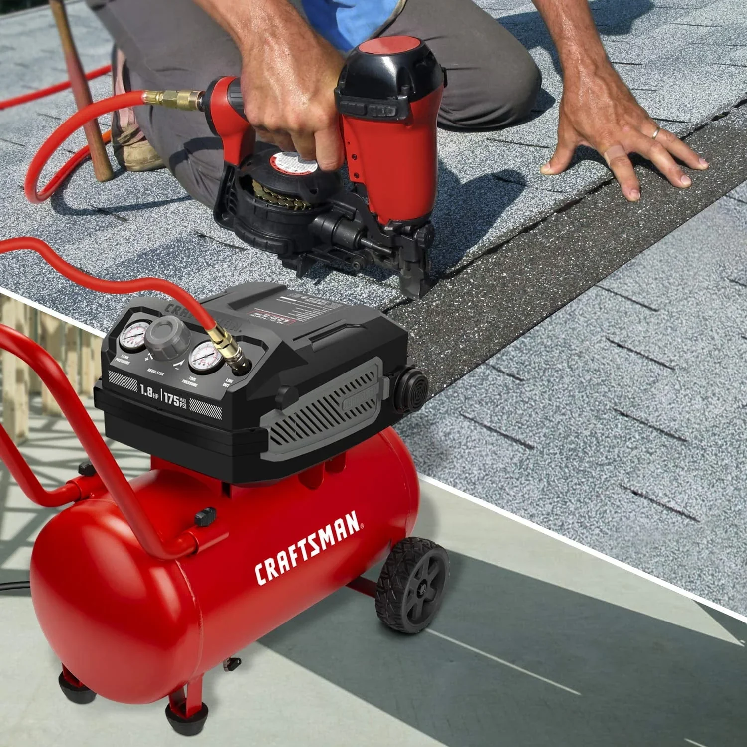 HARD Air Compressor, 10 Gallon 1.8 HP 175 PSI, 4.0CFM@90PSI, Oil Free and Maintenance Free, Portable with Large Wheels, CMXECXA0201041 - Image 5