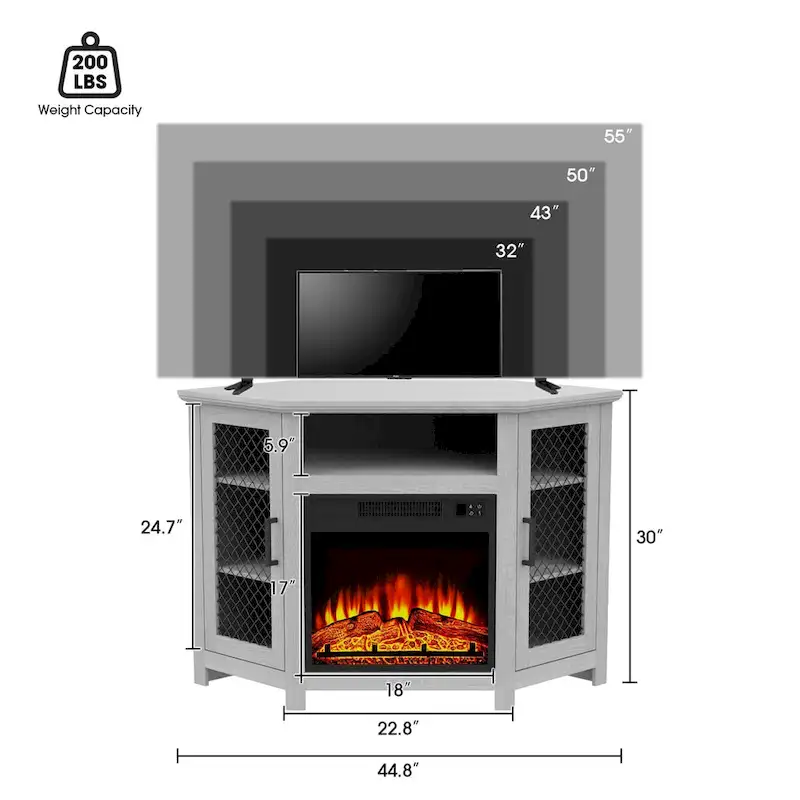 45 inch Industrial Corner Electric Fireplace TV Stand Console Table - 17 Electric Fireplace - Image 25