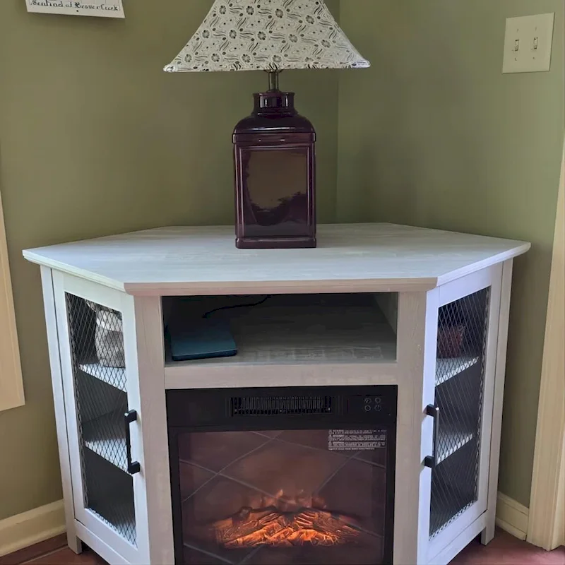 45 inch Industrial Corner Electric Fireplace TV Stand Console Table - 17 Electric Fireplace - Image 7