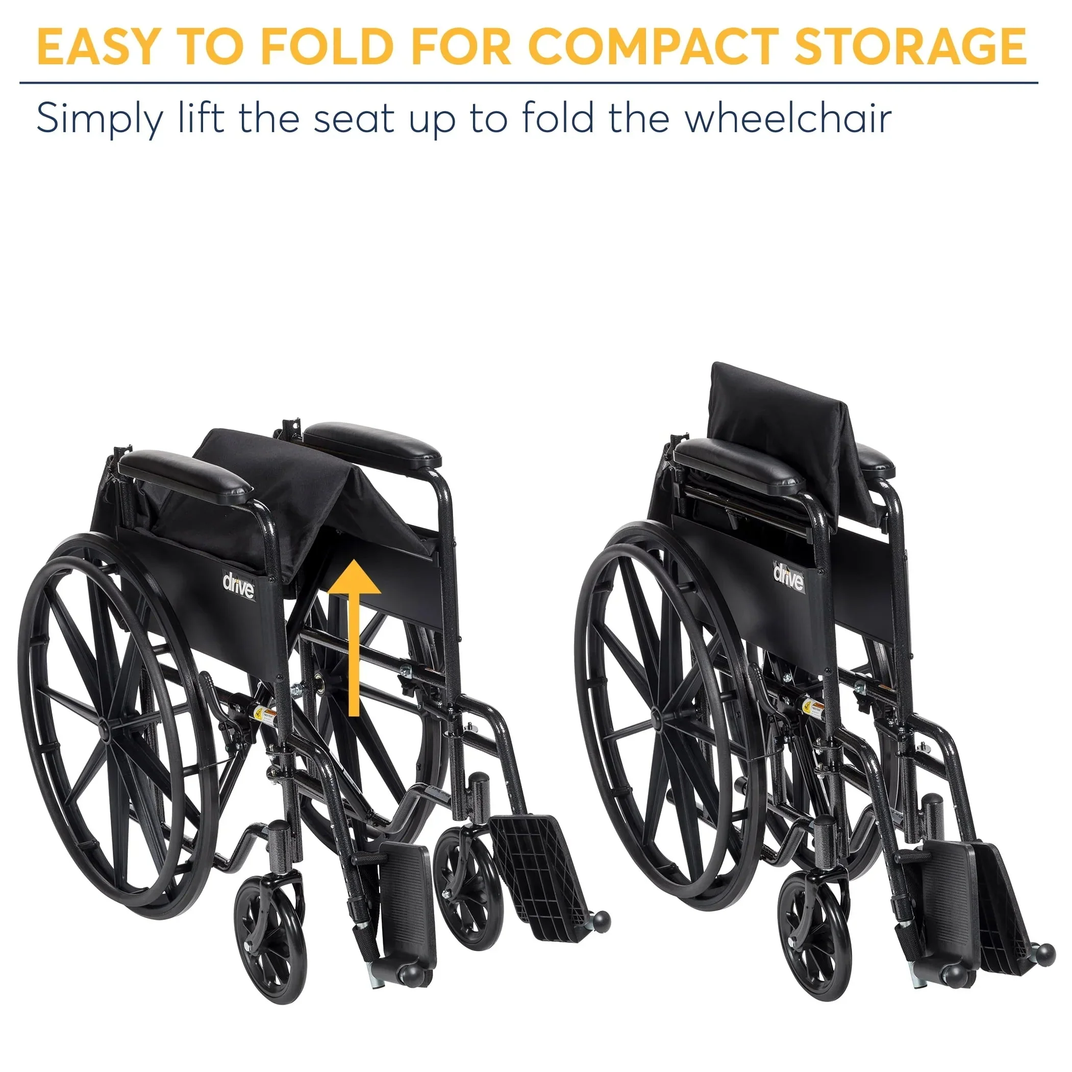 Drive Medicals Silver Sport 1 Wheelchair With Full Arms And Swing Away Removable Footrest - Silver Sport 1 - Image 5