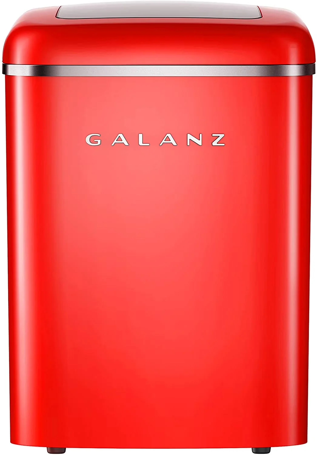 Galanz Portable Countertop Ice Maker, 26 lbs in 24 Hours, 9 Bullet Cubes in 9 Minutes, 2 Ice Sizes, 2.1 L, Retro Red