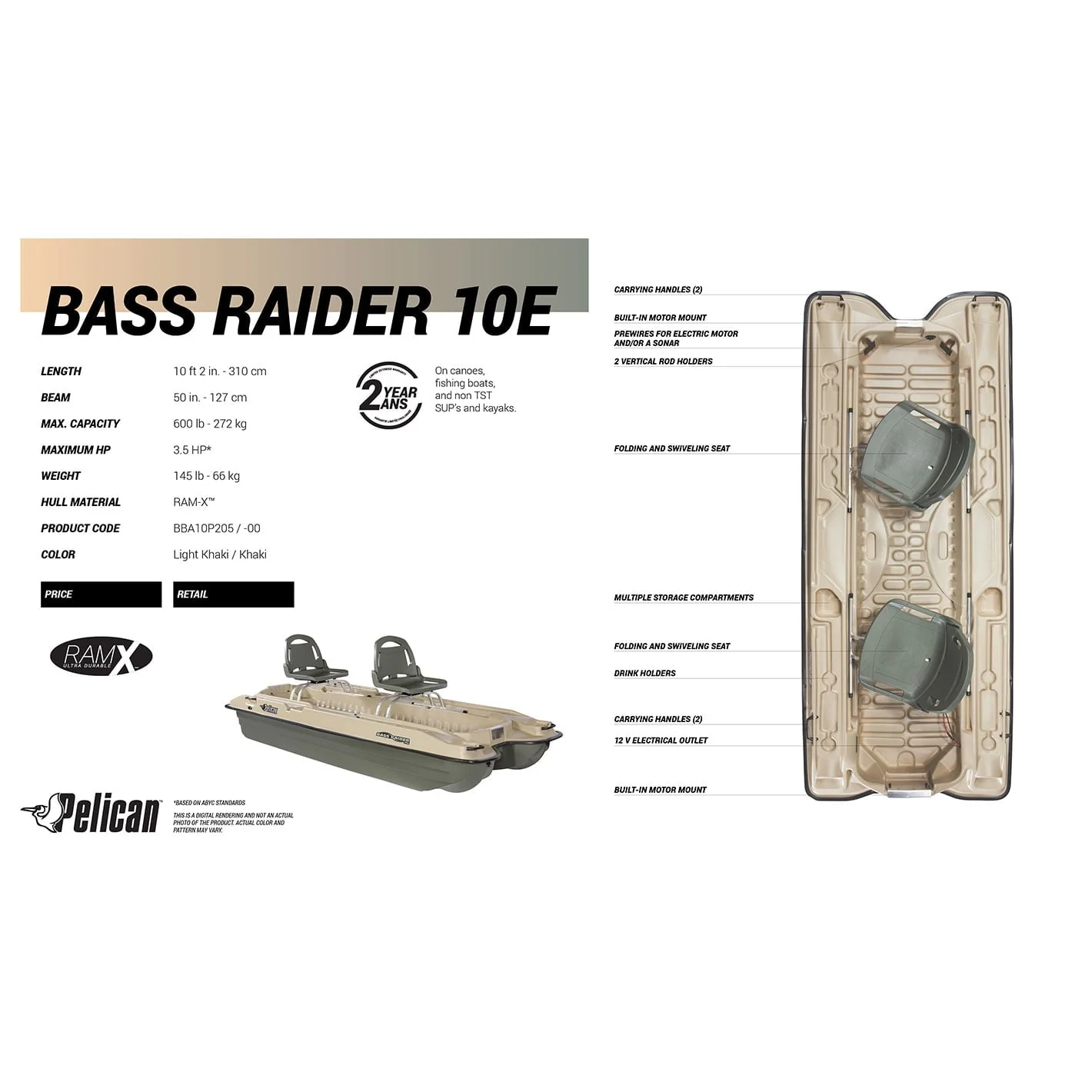 Pelican Bass Raider Boat - 2 Person Fishing Boat - 10 Ft - Image 10