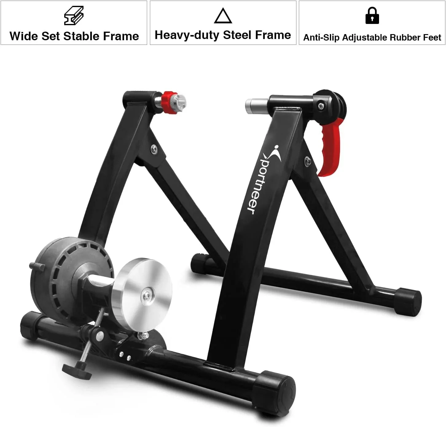 Bike Trainer Stand Indoor Riding - Sportneer Magnetic Stationary Bicycle Exercise Stand with Noise Reduction Wheel, 6 Resistance Adjustable - Image 2