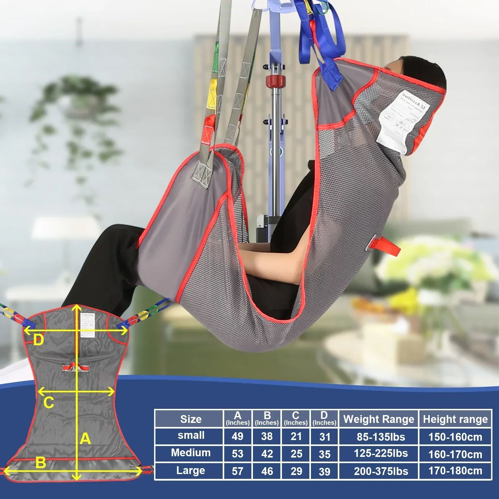 EZ Assistive Full Body Patient Lift Sling - Mesh Fabric, 500 lb, Sizes S/M/L - Image 3