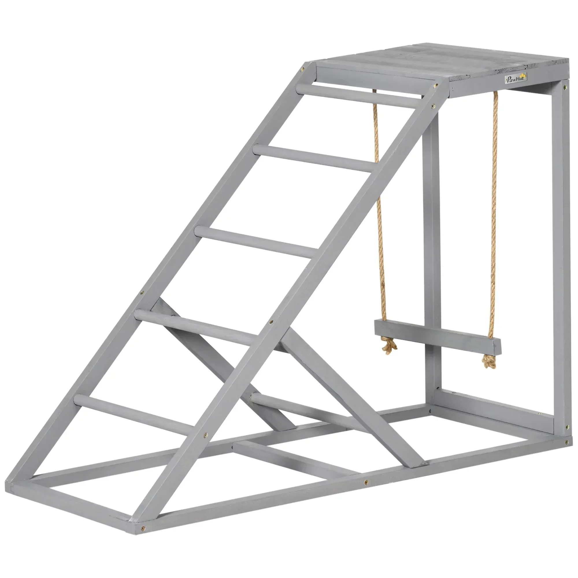 PawHut Chicken Activity Play Center With Swing, Perches And Platform, Pastel Gray - D51-350V00GY - Image 2