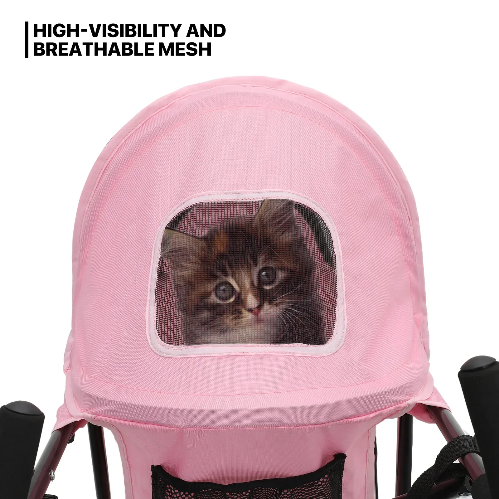 MoNiBloom Foldable Pet Stroller for Small Medium Dogs, 22 lbs, Pink - Image 6