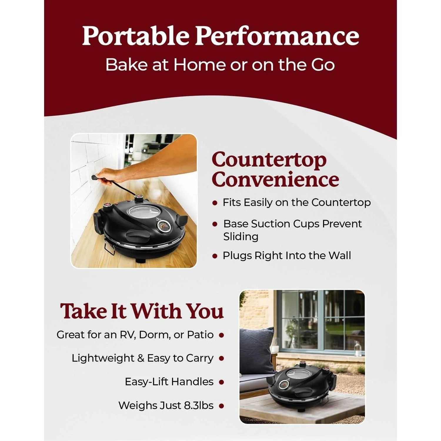 Granitestone Piezano Countertop Pizza Oven With 12in Pizza Stone - Image 4