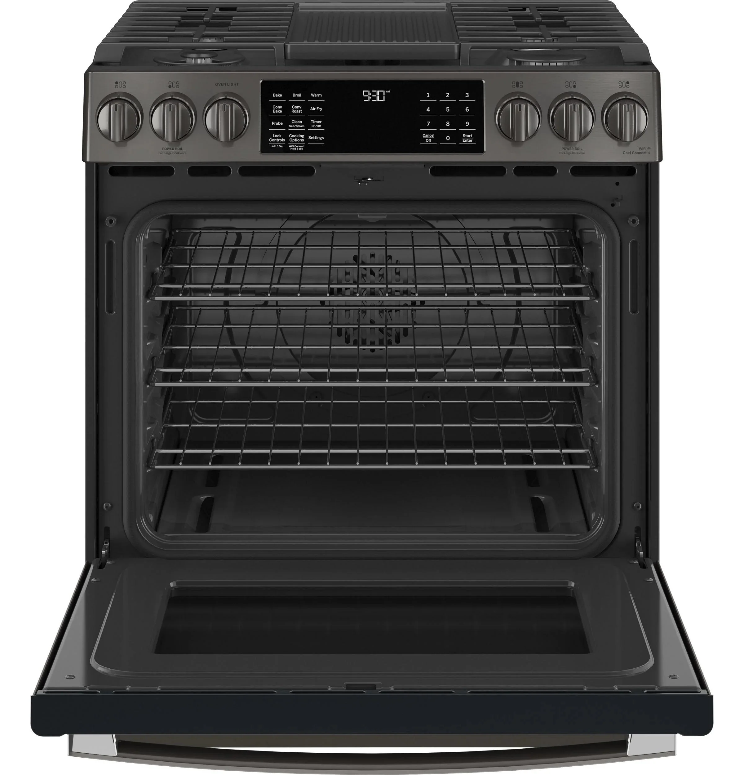 GE APPLIANCES Profile 30in Smart Slide-In Front-Control Gas Range, Black Stainless - PGS930BPTS - Image 2