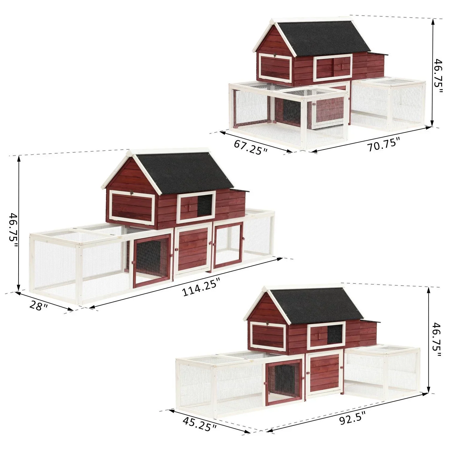 Pawhut Wooden Backyard Chicken Coop With Nesting Box And Run, 114in - Image 8
